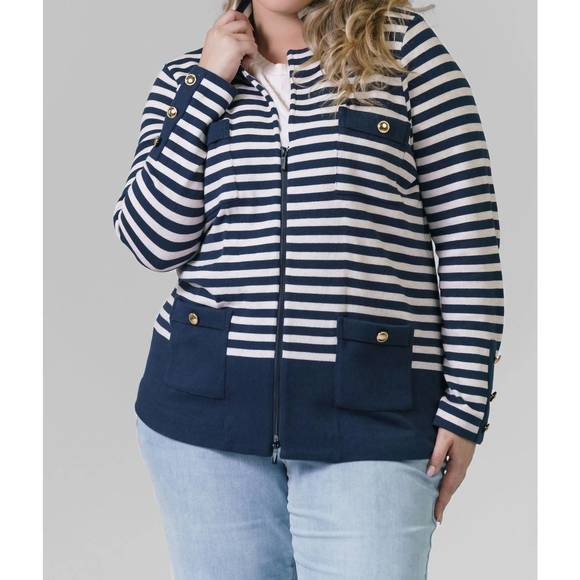 NEW NIC + ZOE striped city charm knit blazer in indigo multi - Picture 1 of 6